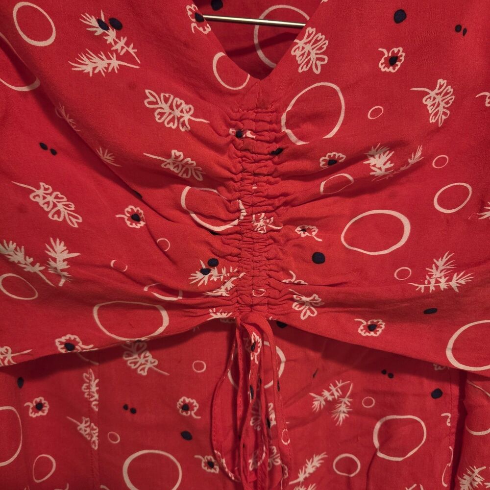 FREE PEOPLE Sz 12 Danni Jane Red Print Two Piece Crop Top & Midi Skirt Set Gypsy - Picture 5 of 13